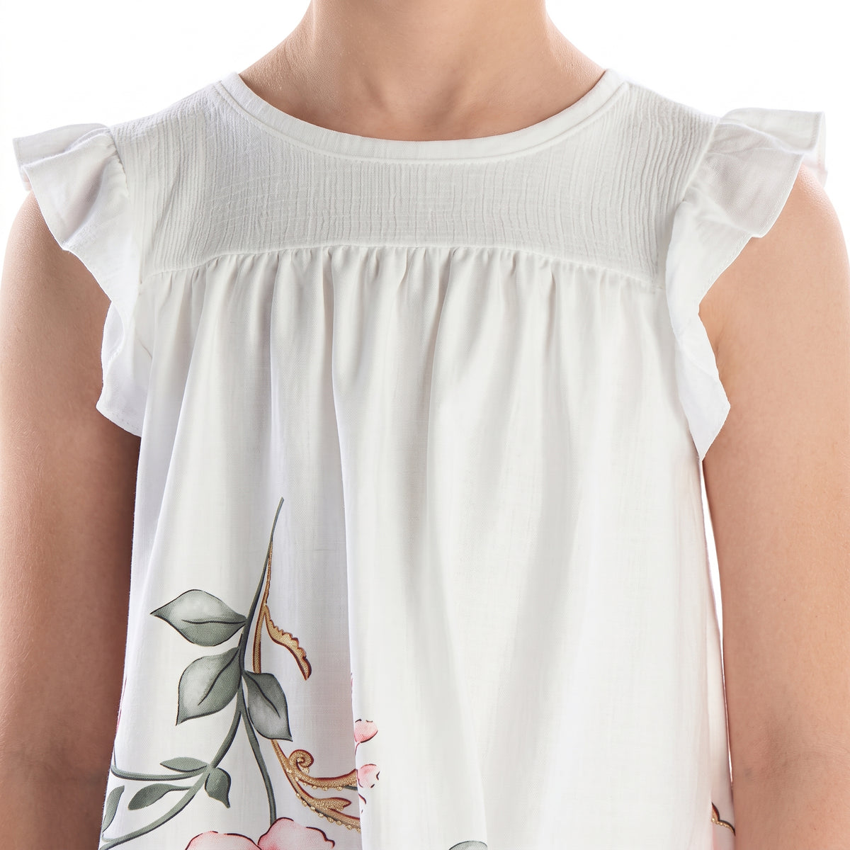 Vestido Infantil Off Texturizado com Estampa e Strass Kiki