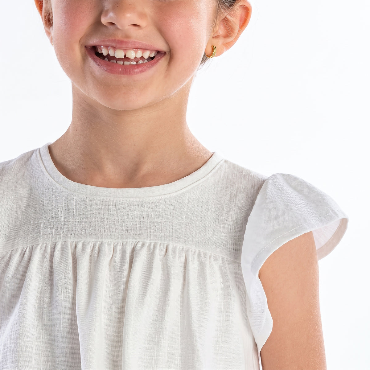 Vestido Infantil Off Texturizado com Estampa e Strass Kiki