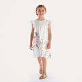 Vestido Infantil Off Texturizado com Estampa e Strass Kiki