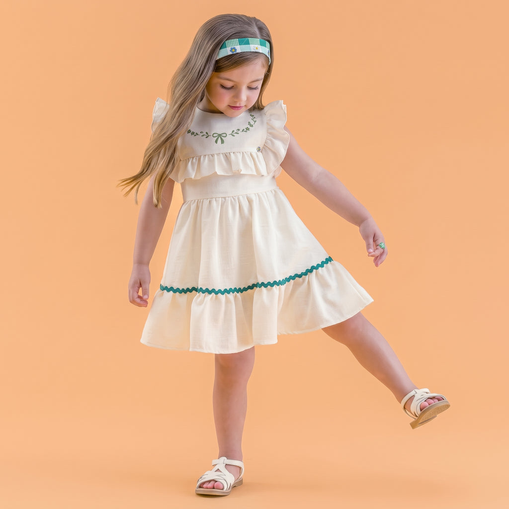 Vestido Babado Sianinha Bordado Málagah