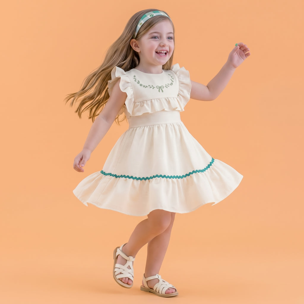 Vestido Babado Sianinha Bordado Málagah