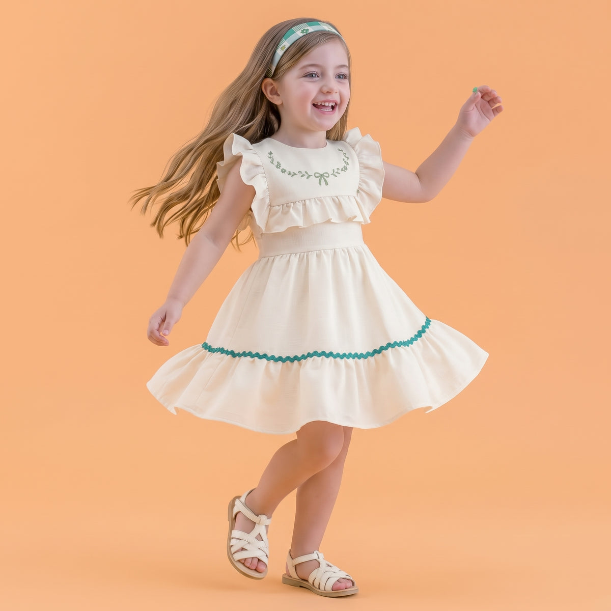 Vestido Babado Sianinha Bordado Málagah