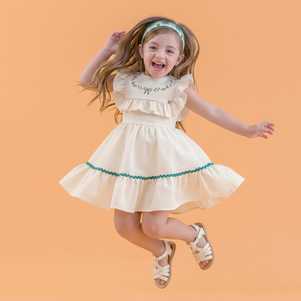 Vestido Babado Sianinha Bordado Málagah