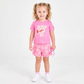 Conjunto Dry Fit Camiseta Rosa "Just Do It" e Shorts Estampado Nike