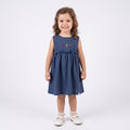 Vestido Azul em Linho com Legumes Bordados Keko