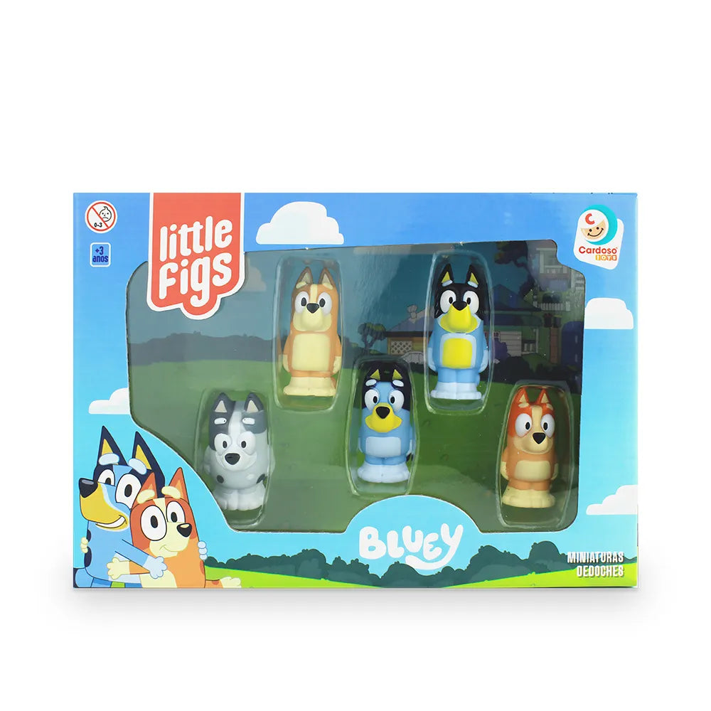 Kit 5 Miniaturas Dedoches Little Figs Bluey Cardoso Toys