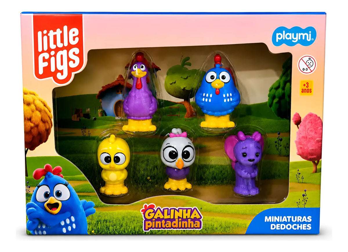 Kit 5 Miniaturas Dedoches Little Figs Galinha Pintadinha Cardoso Toys